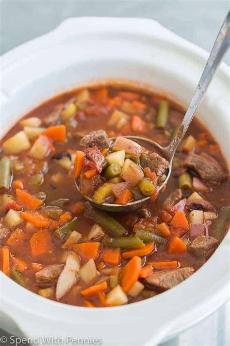 Slow Cooker Vegetable Beef Soup {Or Stovetop!} - Spend With Pennies