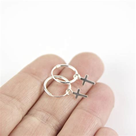 Petite Silver Cross Hoop Earrings By Gaamaa Notonthehighstreet