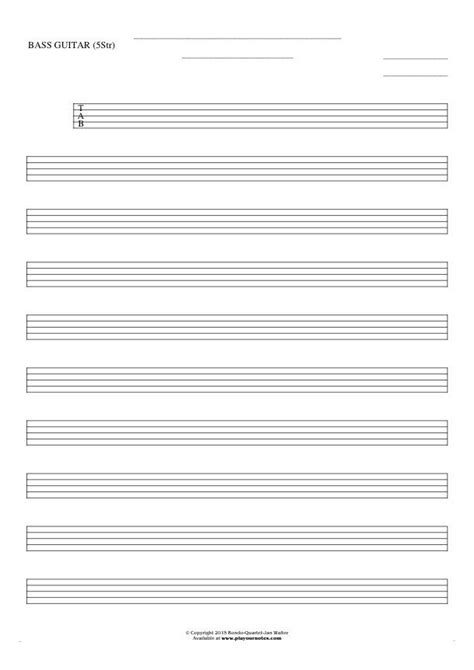 Blank Bass Tab Sheets Guitar Information