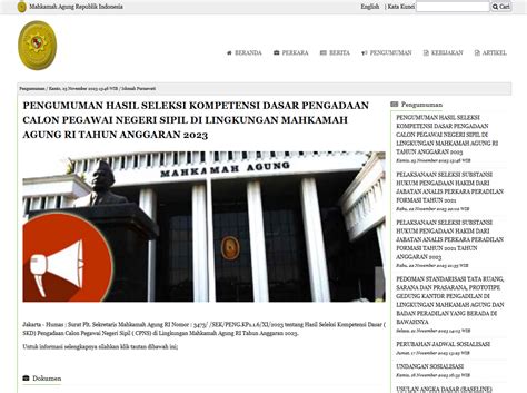 Pengumuman Hasil Seleksi Kompetensi Dasar Pengadaan Calon Pegawai