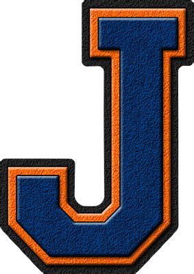 Presentation Alphabets Royal Blue Orange Varsity Letter J