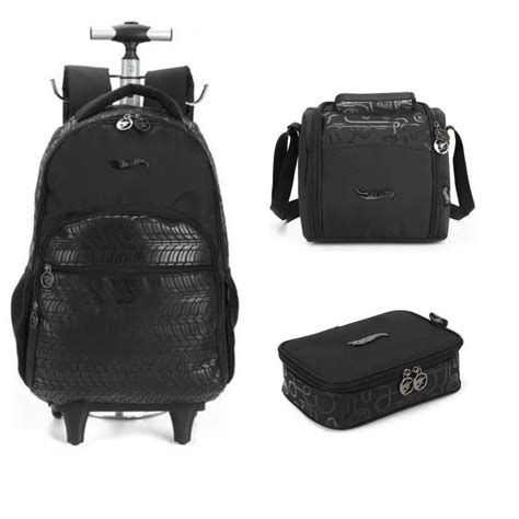 Kit Mochila Juvenil Rodinhas Alças Trolley Grande Hot Wheels Luxcel