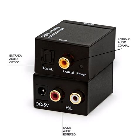 Adaptador Conversor Ótico Toslink E Coaxial Digital Para Rca R 29 98