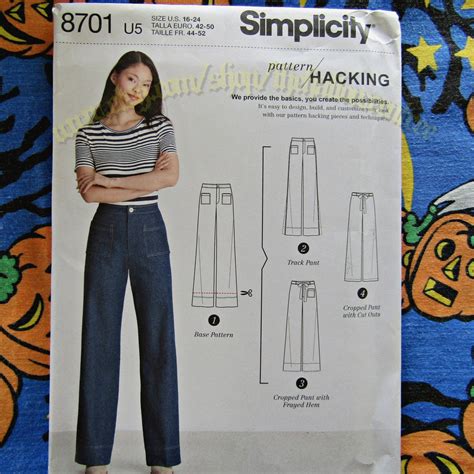 Simplicity 8701 16 24 Pants Sewing Pattern Jeans Design Hacking Sizes