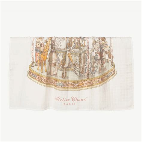 Atelier Choux Paris White Carousel Swaddle 98cm Childrensalon