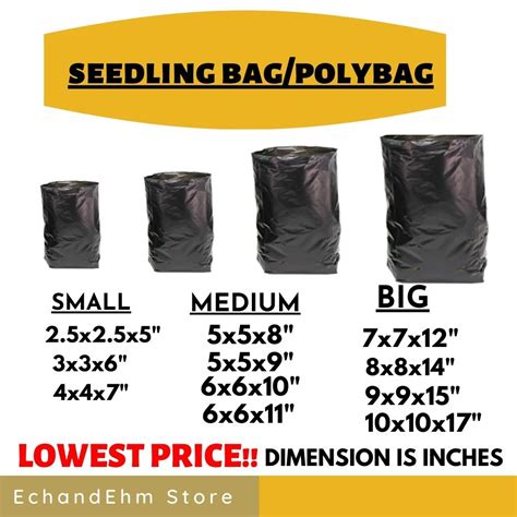 Echandehm Store Seedling Bag For Plants Small To Big Sizes Pcs