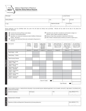 Fillable Online Dor Mo Form Cigrette Stamp Refund Request