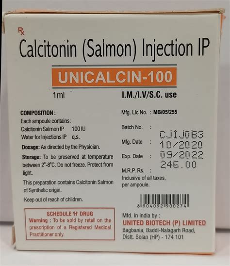 UNITED BIOTECH Liquid Calcitonin Salmon Injection IP UNICALCIN 100