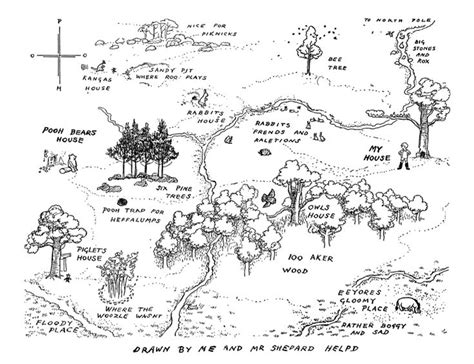 Acre Woods Coloring Page Arte De Acuarela Winnie De Pooh Map