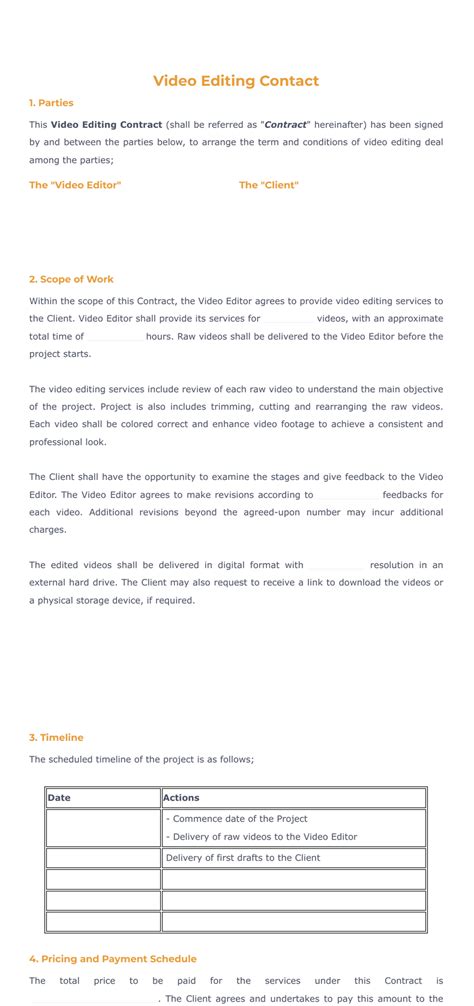 Video Editing Contract Sign Templates Jotform