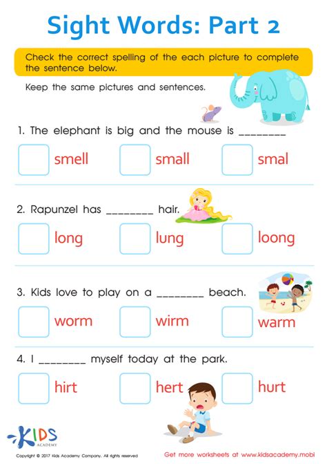 Sight Words Worksheet Digital Worksheets Library
