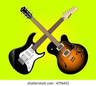 Guitar Battle Concept Two Guitars Crossed Stock Vector Royalty Free