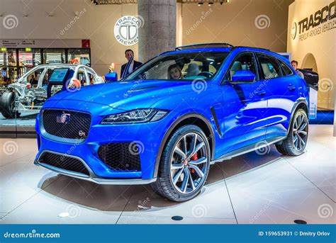 Frankfurt Germany Sept 2019 Blue Jaguar F Pace Suv Iaa International Motor Show Auto