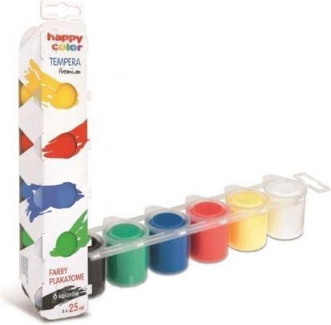 Happy Color Farby plakatowe Tempera Premium 6 kolorĂłw 25 ml modelis