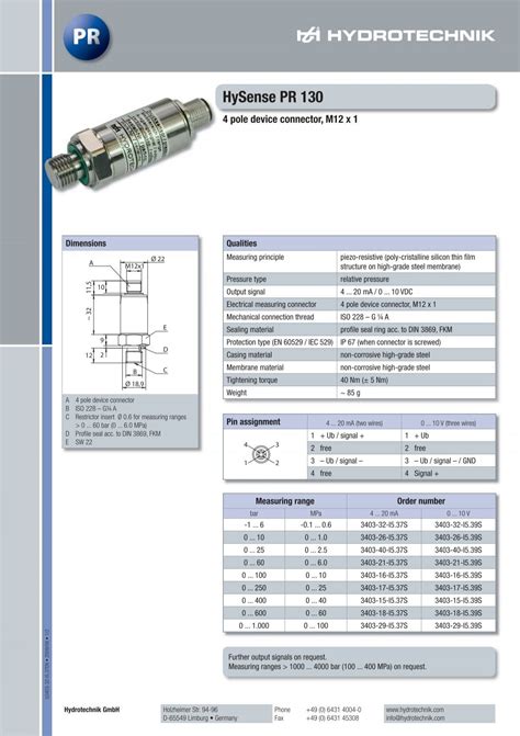 HySense PR 130 Hydrotechnik