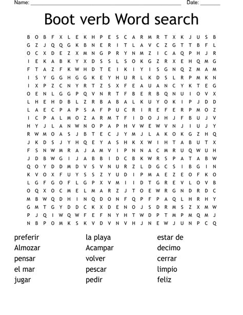 Boot Verb Word Search WordMint