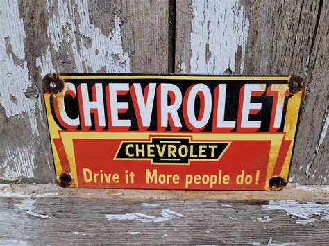 Chevrolet Chevy Vintage Porcelain Sign Gas Motor Oil Soda Beverage