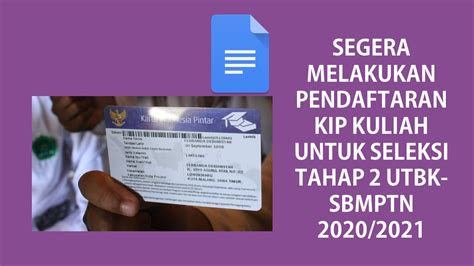 Segera Melakukan Pendaftaran KIP Kuliah Untuk Seleksi Tahap 2 UTBK