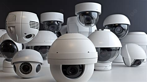 Many Security Cameras And Lenses Stacked In A Row Background Pictures