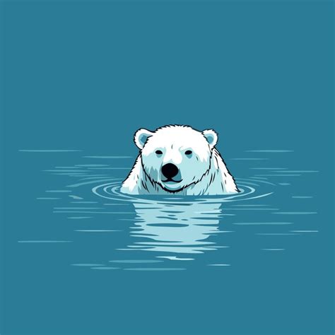 Premium Vector | Polar bear swimming in the water Vector illustration ...