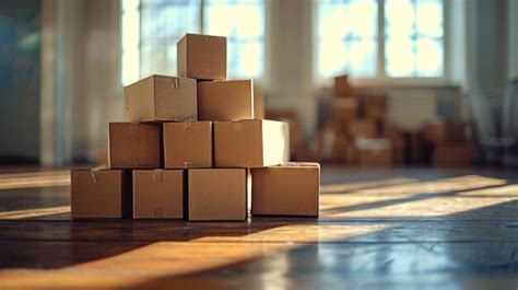 Premium Photo Piles Of Cardboard Boxes In A Sunlit Room Create An