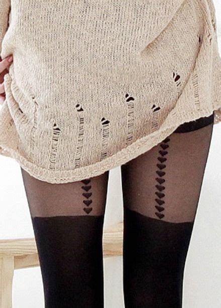 We Love These Unique Tights Black Tights Are Highwaisted And Feature Heart Design When Paired