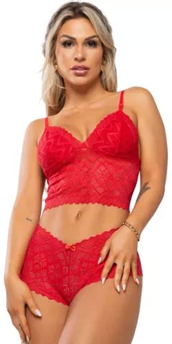 Conjunto Renda Espera Marido Lingerie Forro Cale On Sexy Mercadolivre