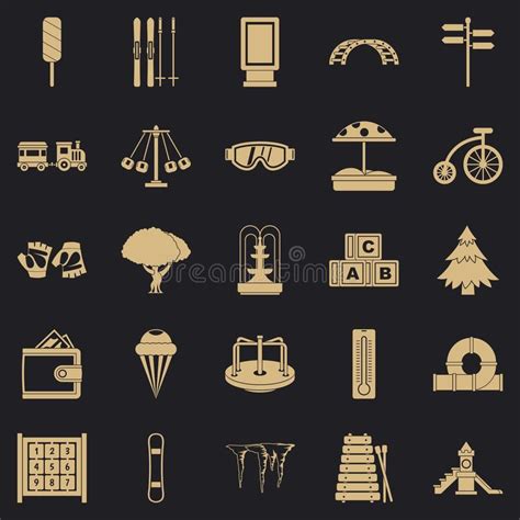 Iconos Fijados Estilo Simple De La Diversi N De Los Ni Os Ilustraci N