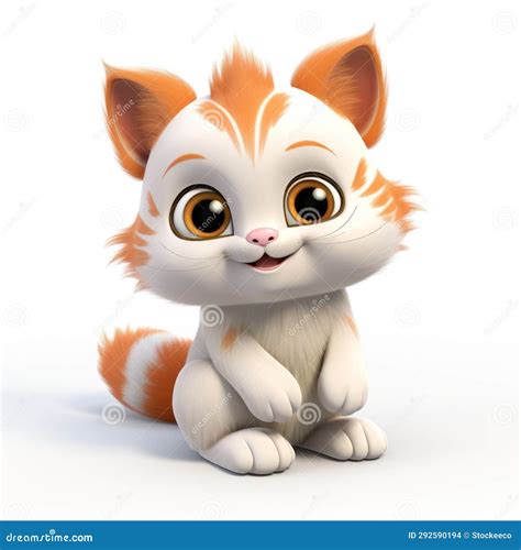 Cute Orange and White Cat Free Character in 3d Pixar Style Stock ...