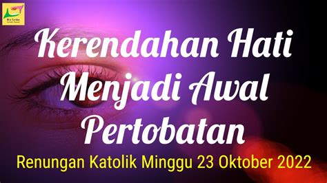 Renungan Katolik Minggu 23 Oktober 2022 Perumpamaan Tentang Orang