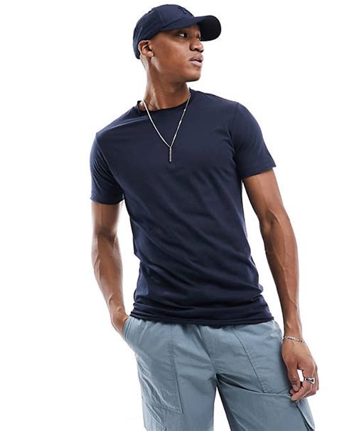 Dtt Raw Edge T Shirt In Navy Asos