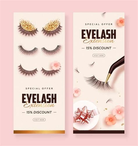 Premium Vector Eyelash Extension Banner Set Eyelash Extensions