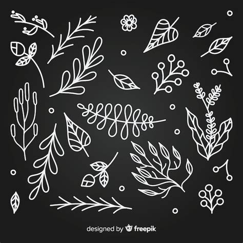 Elementos De Decoraci N Florales Dibujados A Mano Vector Gratis