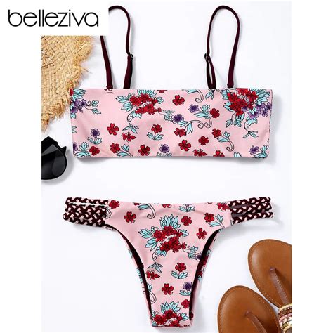 Buy Belleziva Women Swimsuit Floral Print Braided