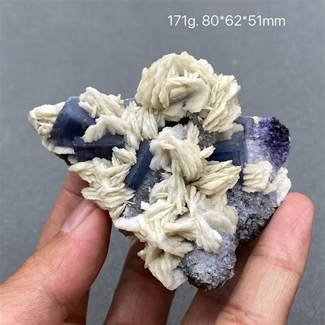 Naturale Cina Fujian Blu Fluorite Minerale Campione Cluster Pietre