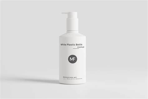 White Plastic Cosmetic Pump Bottle Mockups Mockup Free