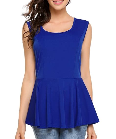 Women S Solid Sleeveless Summer Peplum Tank Top Royal Blue C2184SZLONZ