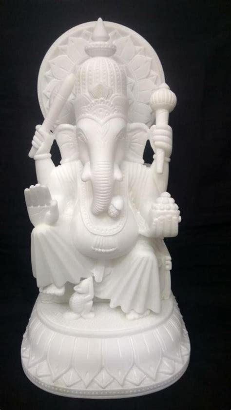 White Marble Lord Ganesha Statue 50cm 20 At Rs 22000 In Agra ID