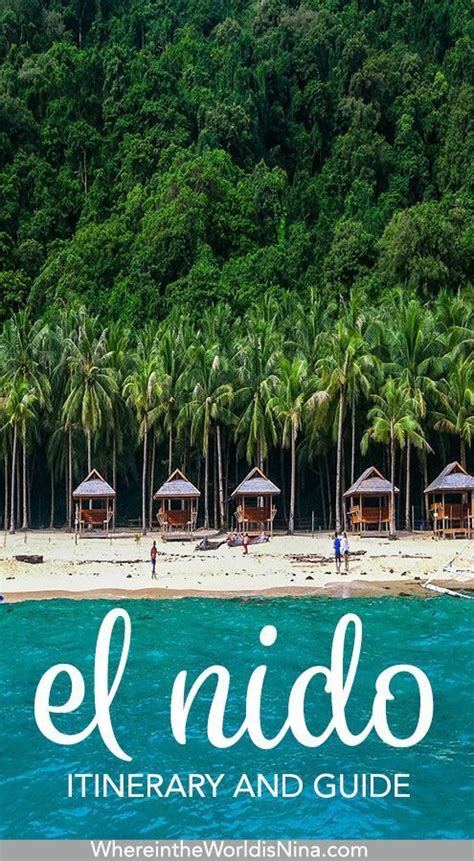 A Beach With Palm Trees And The Words El Nido Itinerary And Guide