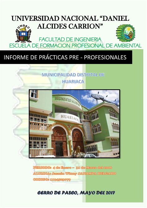 Informe DE Practicas PRE Profesionales U INFORME DE PRÁCTICAS PRE