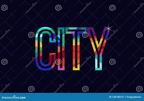 City Word Typography Design In Rainbow Colors Logo Stock Vector