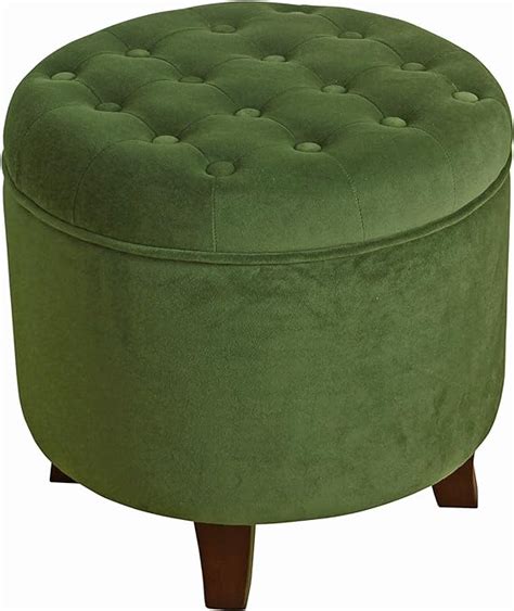 Amazon Homepop Velvet Button Tufted Round Storage Ottoman With