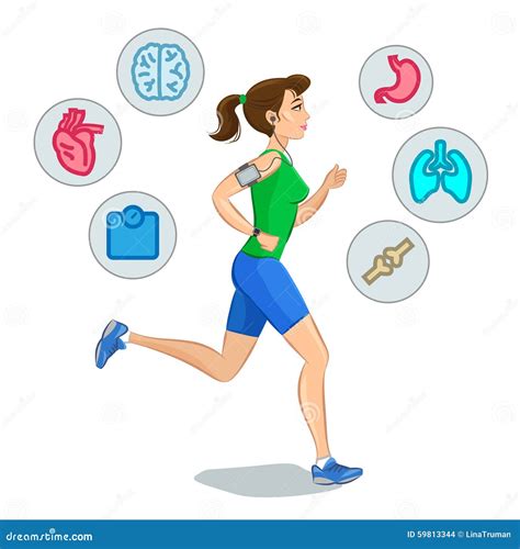 Jogging Woman Running Infographic Elements Loss Weight Stock Vector