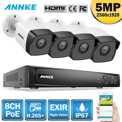 ANNKE 8 Channel Ultra 4K NVR H 265 5 Megapixel IP PoE Security Camera