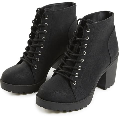 Andme Womens Block Heel Lace Up Boot Black Big W