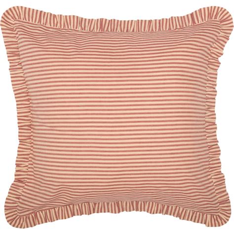 Sawyer Mill Red Ticking Stripe Pillow Sham Euro Fabric Country Village Shoppe