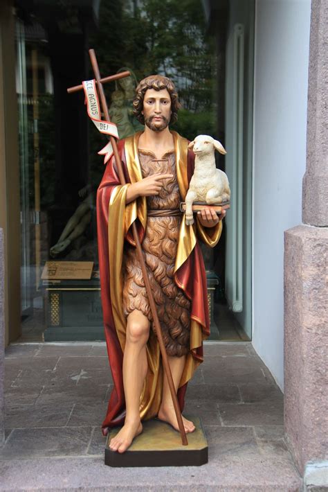 Wooden Statue Of St John Baptist Ferdinand Stuflesser