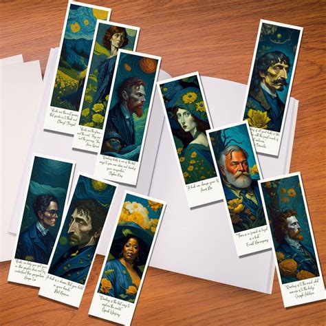 Vincent Van Gogh Style Bookmarks With 10 Famous Writers Words