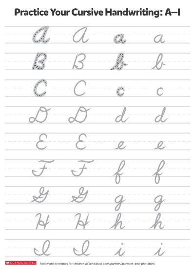 Printable Script Practice Sheets