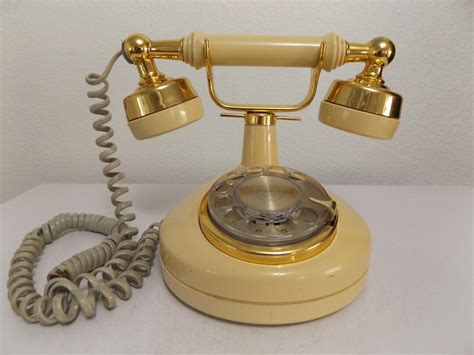 Vintage Rotary Telephone French Style Beige Yellow Gold Tone Etsy